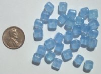 30 7x8mm Milky Blue Cubes